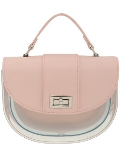 Round Transparent with Handle Crossbody Bag 7123 PINK